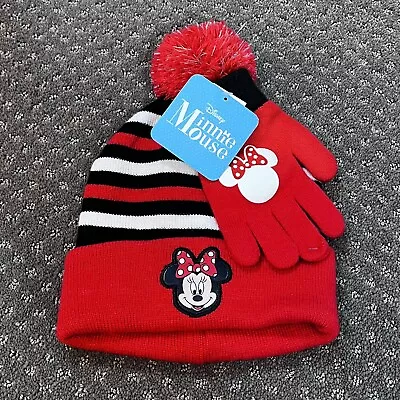 NWT Disney Minnie Mouse Knit Hat & Gloves Set • $10