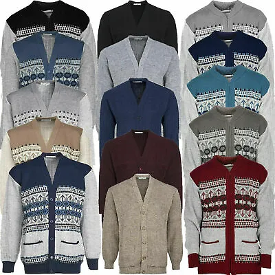 Mens Classic Cardigan Design Zip Button Up Thick Warm Jumpers Winter Sweater • £18.99