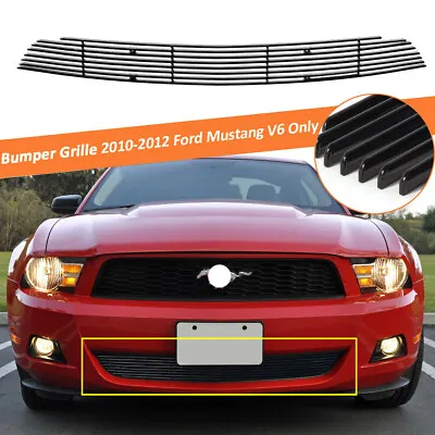 Fits 2010-2012 Ford Mustang  V6 Only Black Bumper Billet Grille Grill Insert   • $55.88