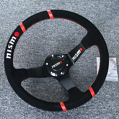 350mm/14  Nismo Racing 4 Red Ring Suede Leather Deep Dish Sport Steering Wheel • $101.20