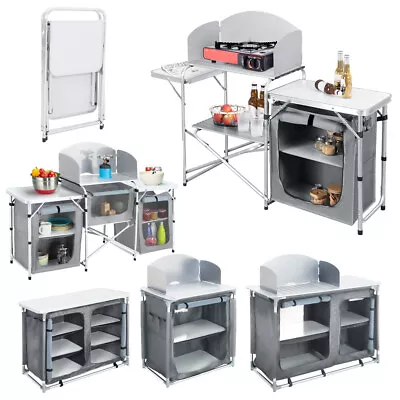 Camping Kitchen With Cupboard Folding Camping Table With Carrying Bag Party BBQ • £29.95