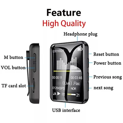 Bluetooth MP4/MP3 Media MP3 Player FM Radio Recorder Sport Music Speaker US • £28.79
