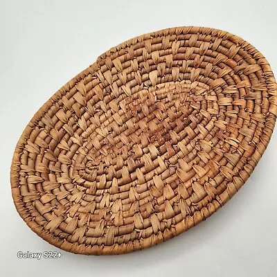 Vintage Woven Reed Basket Handmade 12 X9 X1  Bread Fruit Decor • $15