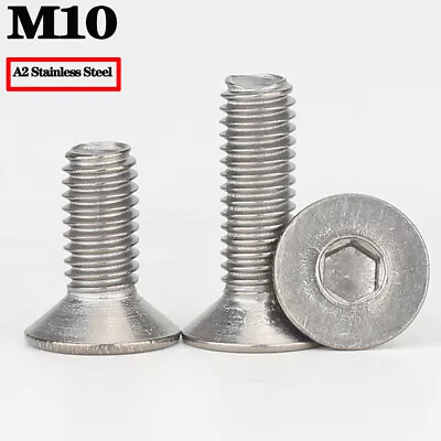 £1.98 • Buy M10 (Ø10mm) Countersunk Screws A2 Stainless Steel Allen Key Hexagon Socket Bolts