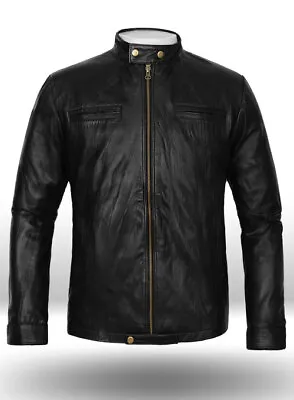 Zac Efron Celebrity Black Soft Leather Jacket Snap Button Collar Real Lambskin • $160