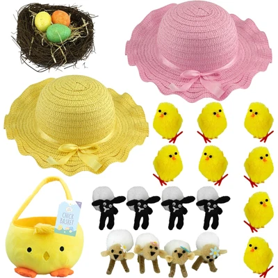 £21.59 • Buy 23Pcs Kids Easter Decorations, Easter Bonnet Kit |Eggs Chicks Basket Lambs Décor