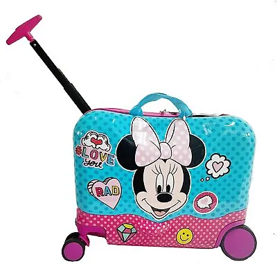 Minnie Mouse Hardside Ride On Luggage For Kids 18  Suitcase Cute Travel Trolly • £106.05