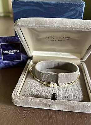 MIKIMOTO 18K Yellow Gold Bracelet Pearl Beautiful • $690