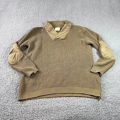 US Military Sweater Mechanic Rothco Mens Large Elbow Patches Cotton Army Beige • $29.99
