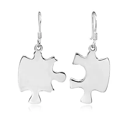 Awareness Jigsaw Puzzle Pieces .925 Sterling Silver Dangle Earrings • $17.90