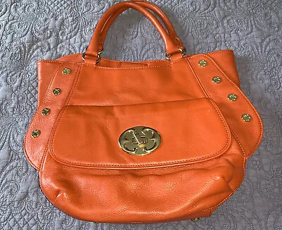 $65 • Buy Emma Fox Large Orange Studded Supple Leather Satchel/Crossbody Handbag Very Nice