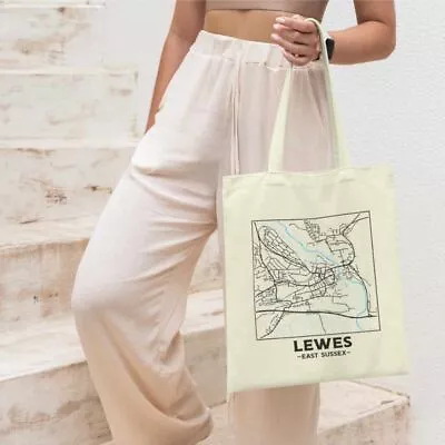 Lewes - East Sussex City Street Map Tote Bag • £10.99