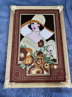 1970 Vintage Large Women Needlepoint Professional Framed 20in H 14in W • $115