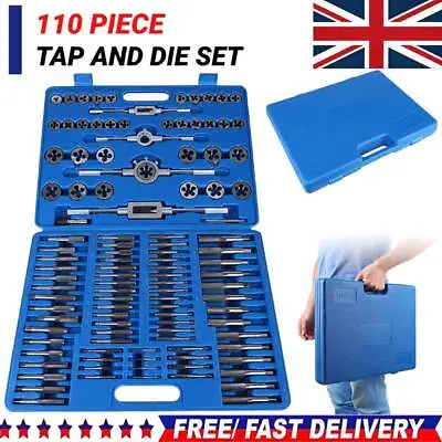 110 Pcs Tap And Die Set Metric Thread Cutting Tool Wrench Kit Tungsten Steel • £63.89