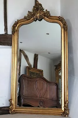 Large Antique Gold Gilt  French Arch Over Mantle Hall Wall Leaner Mirror 5ft • £249