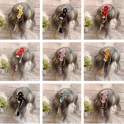 Japanese Sakura Hair Stick Clip Fan Tassel Kimono Hairpin Handmade Cosplay • $14.03