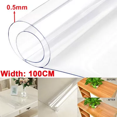 $16.89 • Buy 60-220cm PVC Clear Transparent Tablecloth Protector Dining Table Plastic Cover