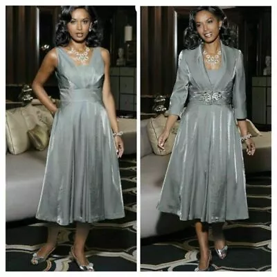 12 Midnight Velvet Elegant Jacket Dress Silver Mother Of The Bride Holiday Party • $59.99