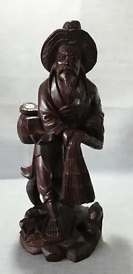 Vintage Carving Oriental Japanese Wooden Figure Hand Carved Fisherman  • £35