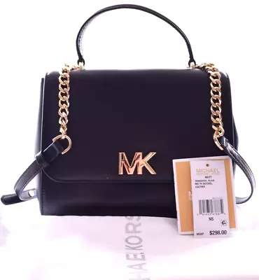 MICHAEL KORS Mott Black Leather Top Handle Satchel Crossbody Bag EUC • $69