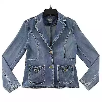 Hang Ten Jean Jacket Womens Large Blue Deadstock Vintage Single Breasted • $40.73