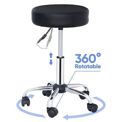 Hydraulic Rolling Stool Swivel Salon Chair Office Tattoo Adjustable Height Black • $35.58