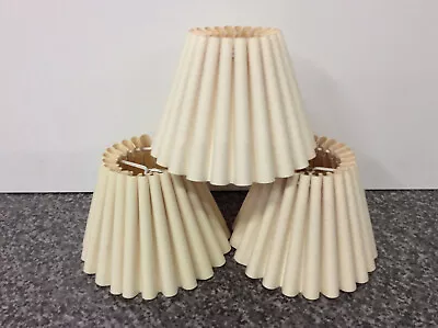 3x Small Pleated Cream Clip-On Lampshades For Ceiling/Wall Lights & Chandeliers • £17