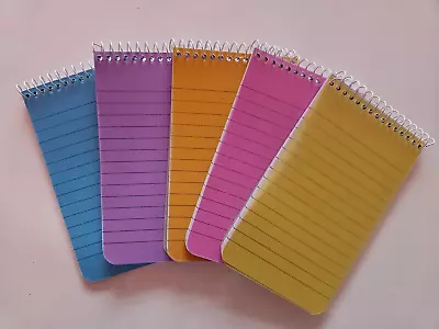 A7 Pocket Note Pads Pack Of 5 Spiral Multi-coloured Neon Ruled Notebook Notepad • £3.99