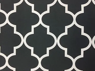 Black White Moroccan Print Outdoor Waterproof Upholstery Drapery Canvas Fabric  • $12.95