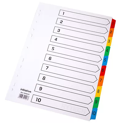 1 Pack Of 1 -10 Numbered A4 White Card Index Dividers Colour Mylar Tabbed File  • £4.79