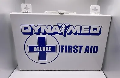 Vintage Metal Dyna Med Deluxe First Aid Kit Tin Metal Box Or Wall Case (Empty) • $14.99