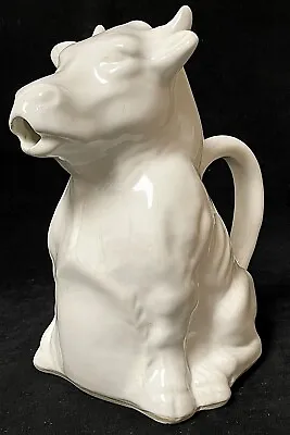 Vintage White Ceramic Farmhouse Cow Bull Water Pitcher • $14.99