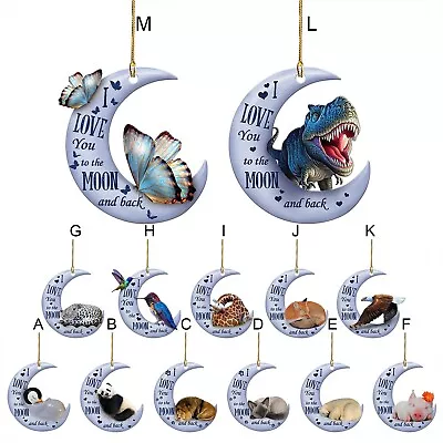 Animal Memorial Gift Animal On Moon Suncatcher Ornaments Window Hanging Decor • $7.88