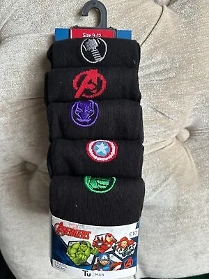 Size 9-12 - TU Men's - 5 Pk Marvel Avengers Black Ankle Socks - Cotton Rich. • £7.50