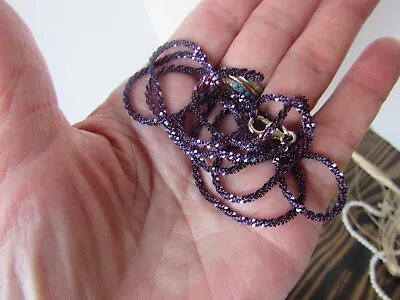 Milor Italy 925 Sterling Silver Purple Enamel Chain Necklace 30  Long Vintage • $75