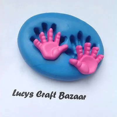 Silicone Mould Baby Small Hands Chocolate Flowerpaste Cupcake Topper Sculpey Ice • £2.80