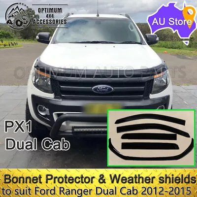 Weather Shields + Bonnet Protector Ford Ranger PX Dual Cab 2012-2015 • $129