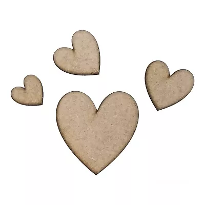 MDF Hearts Shapes Wooden Craft Blank Embellishments Card Making Decoration • £2.55