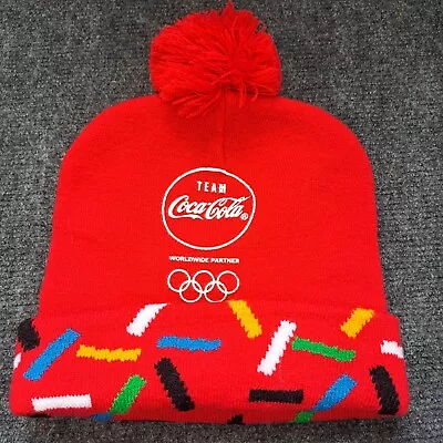 Coca Cola Beanie Winter Olympic Logo Ski Hat Cap Pom Coke Snow Collectable • £12.50