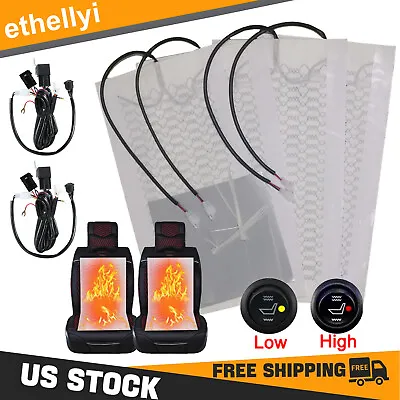 2Seat 12V Universal Carbon Fiber Car Heated Seat Heater Kit With Round Switch • $41.99