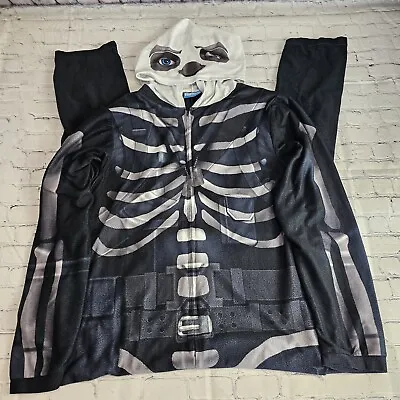 Fortnite Skull Trooper Adult One Piece Zip Up Pajamas Skeleton Size Large • $15