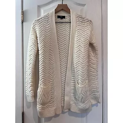 Mossimo Women's Cream Chevron Pattern Longline Cardigan Pockets Size XS • $18