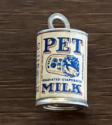 $7.99 • Buy Pet Milk Miniature Can Charm Vintage Tiny Dollhouse Store Dairy Advertising Fob