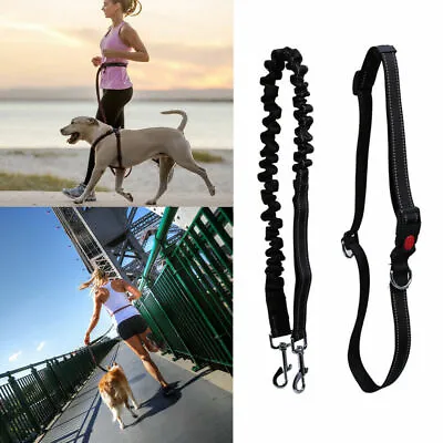 Dog Pet Leash Lead Waist Belt Adjustable Hands Free For Jogging Walking Running • £6.69
