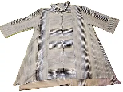 HABITAT Clothes To Live In Women's Blue Striped Hi Lo Button Top MED Pre-Owned  • $24