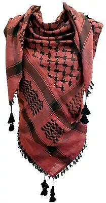 Unisex Burgundy Red Black Shemagh Head Scarf Neck Wrap Cotton Face Cover Army • $21.88