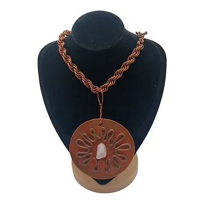 Vintage Copper Medallion Craft Necklace L Appox 18  • $6