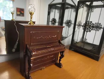 Miniature Dollhouse Bespaq Upright Piano With Lamp • $124.95