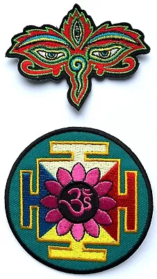 OM / AUM PATCH *Sew-On/Iron-On* Embroidered Badge *MANDALA THIRD EYE LOTUS* • £2.79