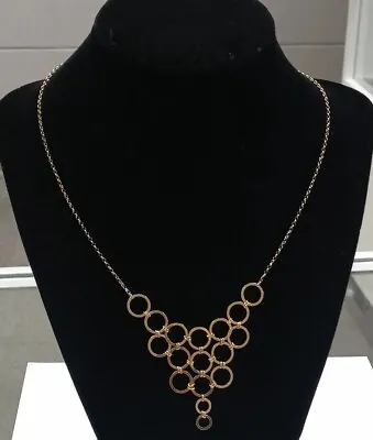 $319 • Buy Vintage 14k Yellow Gold Interlocking Circles V Shape Necklace  17 